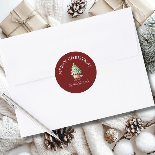 Merry Christmas! Cupcake-Christmas-Tree Classic Round Sticker (Creator Uploaded)