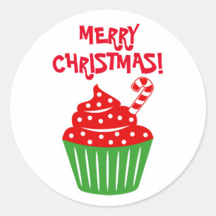 Merry Christmas cupcake stickers and envelope seal