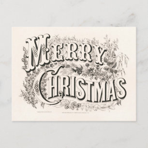 Merry Christmas   Currier & Ives Postcard