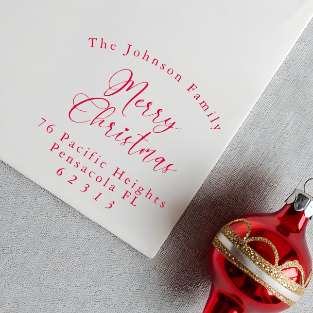 MERRY CHRISTMAS Curved Text Family Name & Address Self-inking Stamp (Creator Uploaded)