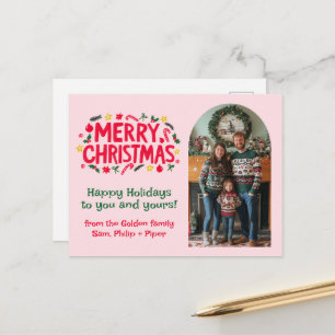 MERRY CHRISTMAS CUSTOM Arch PHOTO Xmas Holiday Postcard
