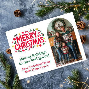MERRY CHRISTMAS CUSTOM Arch PHOTO Xmas Modern Holiday Card
