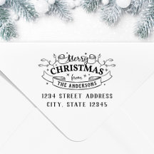 Merry Christmas Custom Family Name Return Address