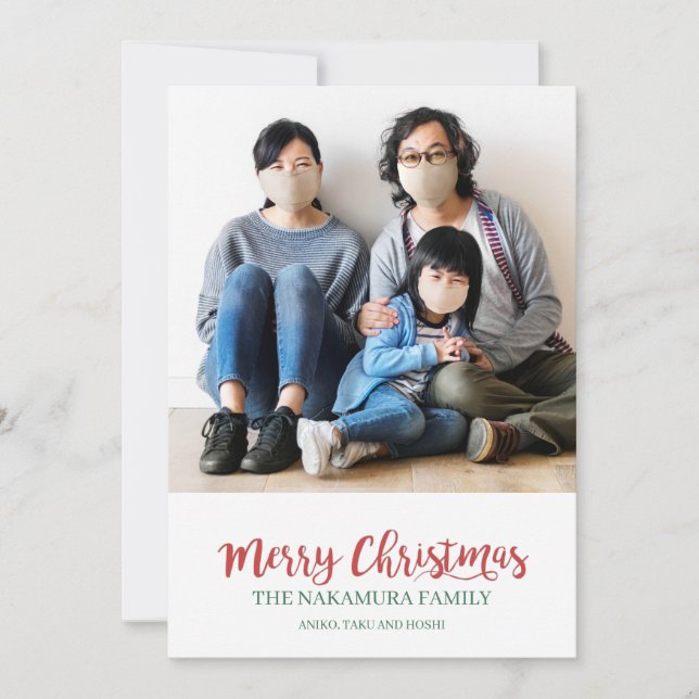 Merry Christmas Custom Family Photo Holiday Card (Front)