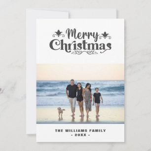 Merry Christmas Custom Family Photo Simple Modern Holiday Card