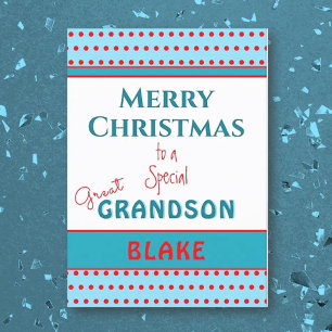 Merry Christmas Custom Great Grandson card