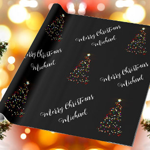 Merry Christmas Custom Name Elegant Personalised Wrapping Paper