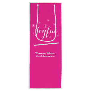 Merry Christmas Custom Name Modern Chic Stylish  Wine Gift Bag