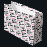 Merry Christmas Custom Name Pink Trendy Large Gift Bag<br><div class="desc">A beautiful "Merry Christmas" personalised gift bag design with custom name. An ideal pink custom name Christmas gift wrap for someone special this Christmas.</div>