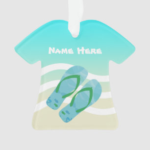 Merry Christmas Custom Name Tropical Beach Waves Ornament