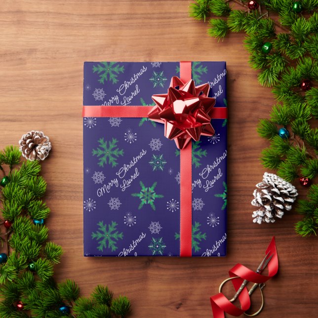Merry Christmas Custom Name  Wrapping Paper (Holiday Gift)