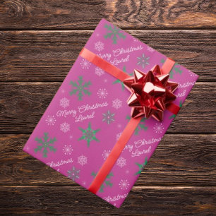 Merry Christmas Custom Name  Wrapping Paper