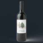 Merry Christmas Custom Nutcracker Wine Label<br><div class="desc">The Nutcracker ballet watercolor illustrations.

Feel the magic of sparkling Christmas Eve.
Illustrations inspired beautiful Nutcracker ballet.
Pretty Clara,  Nutcracker & the Mouse King and much more colourful illustrations.

Customise your wine label =) 

Message me if you need any matching items.</div>