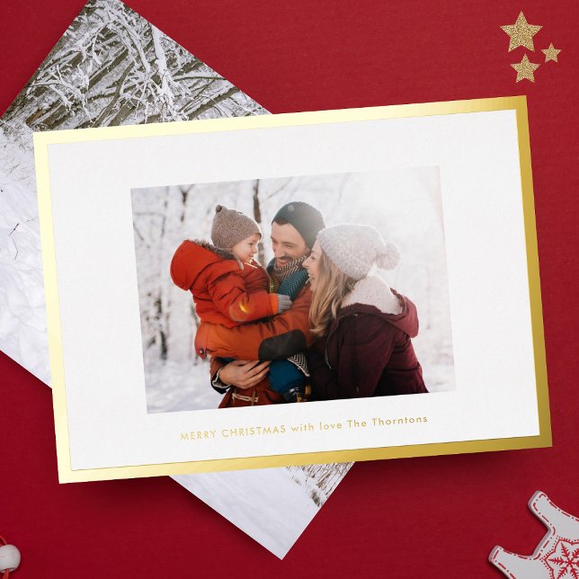 merry christmas custom photo frame minimal gold (Creator Uploaded)