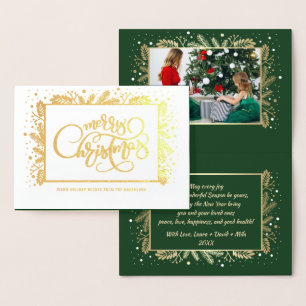 Merry Christmas. Custom Photo Luxury Real Foil Card