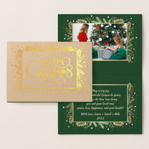 Merry Christmas. Custom Photo Luxury Real Foil Card