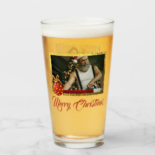 Merry Christmas Custom Photo Pint Glass