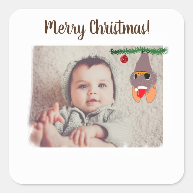 Merry Christmas Custom Photo Sticker (Front)