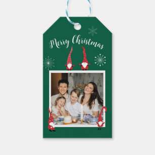 Merry Christmas Custom Photo with Funny Gnomes Gift Tags