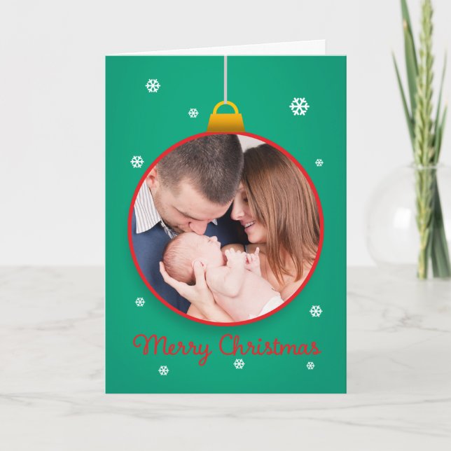 Merry Christmas Custom Picture Frame Ornament Holiday Card (Front)