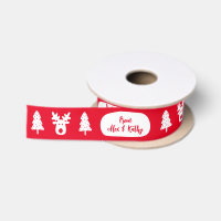 Merry Christmas Custom Red Decorated Satin Ribbon
