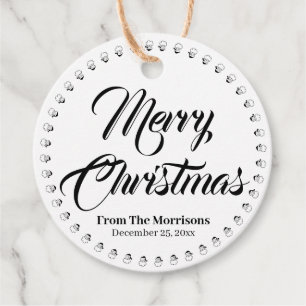 Merry Christmas custom script name cute elegant Favour Tags