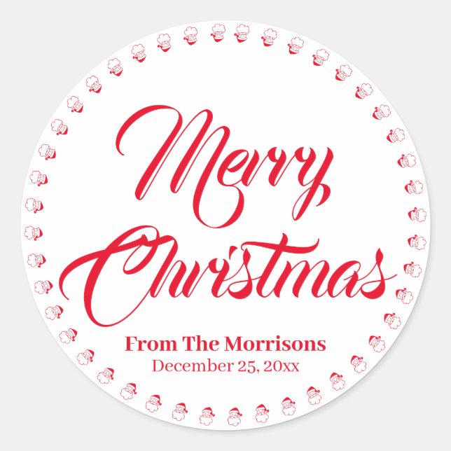 Merry Christmas custom script name cute favour Classic Round Sticker (Front)