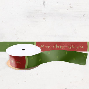 Merry Christmas Custom Text Green Satin Ribbon