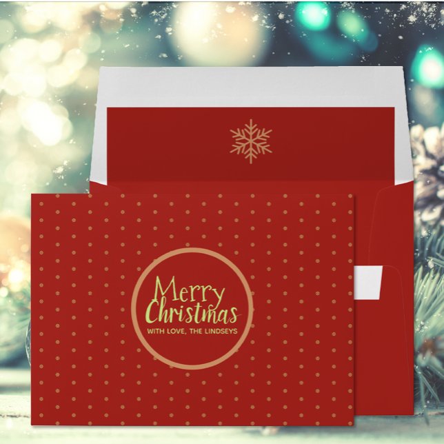 Merry Christmas Custom Text Holiday Envelope (The front and inside flap of the Merry Christmas Custom Text Envelope (red))
