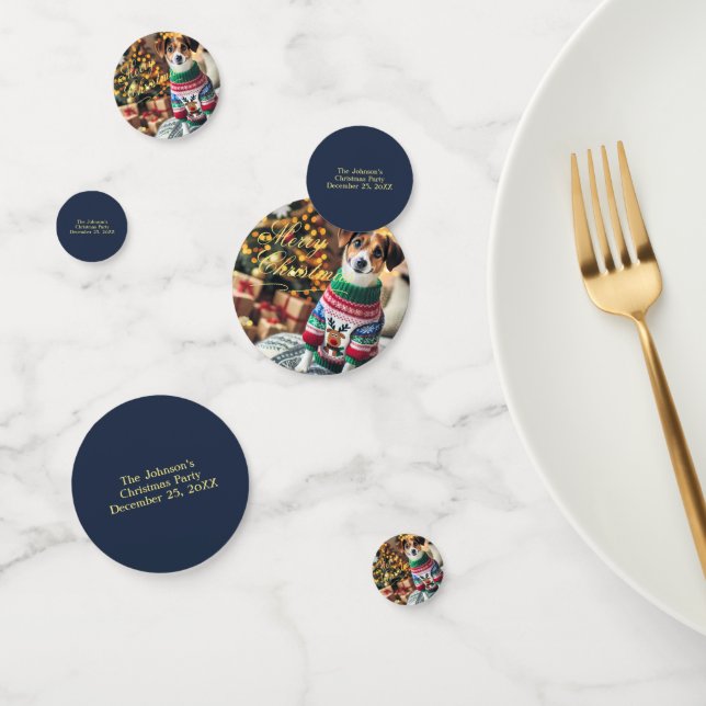 Merry Christmas Custom Text Photo Table Confetti (Group)
