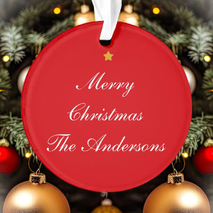 Merry Christmas Custom Text Red Chic Two-Sided Ornament