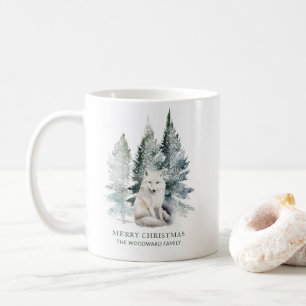 Merry Christmas Custom Watercolor Woodland Fox Coffee Mug