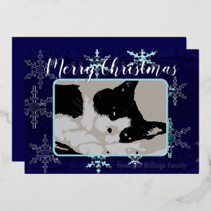 Merry Christmas Customable Snowflake Blue Design