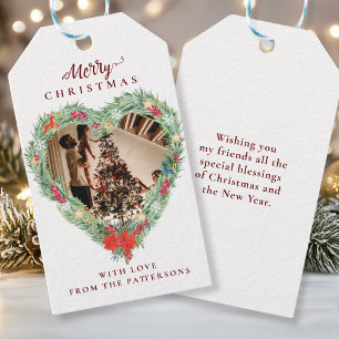 Merry Christmas" customer specific photo heart   Gift Tags