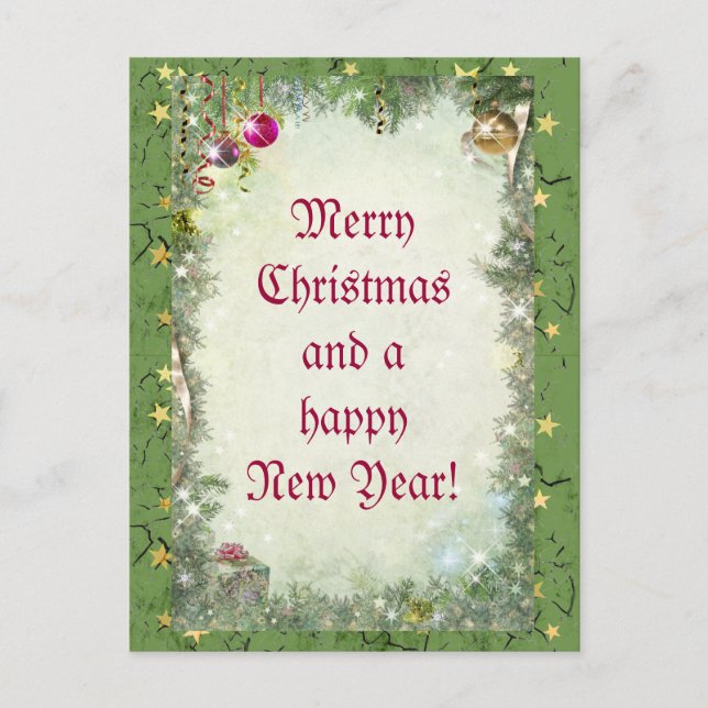 Merry Christmas (customisable) Holiday Postcard (Front)