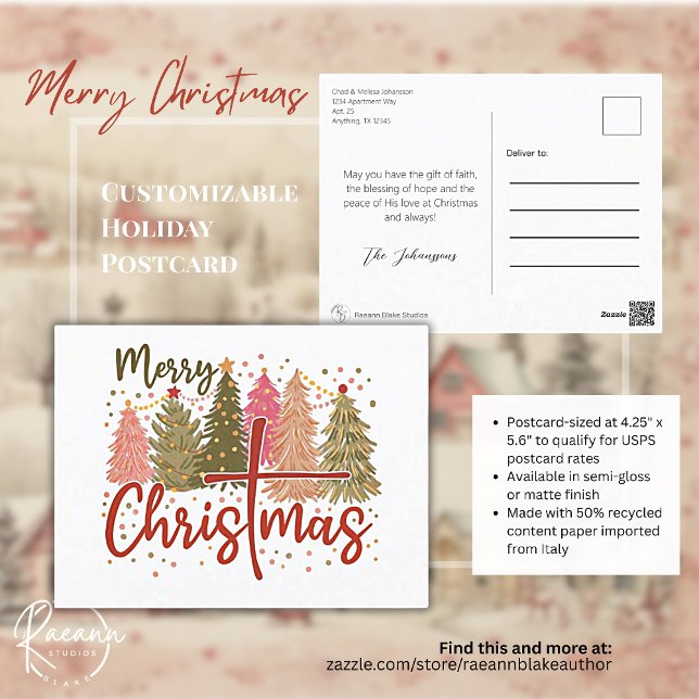 Merry Christmas Customisable Holiday Postcard (Creator Uploaded)
