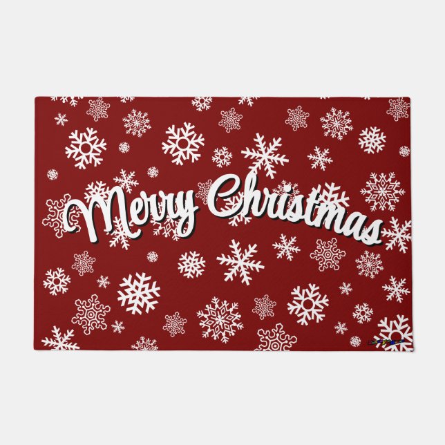 Merry Christmas Customisable Snowflakes Doormat (Front)