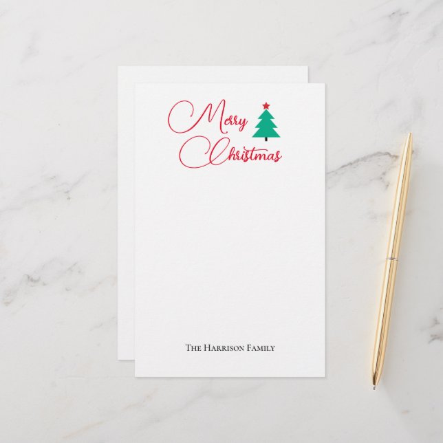 Merry Christmas Customisable Stationery (Front/Back In Situ)