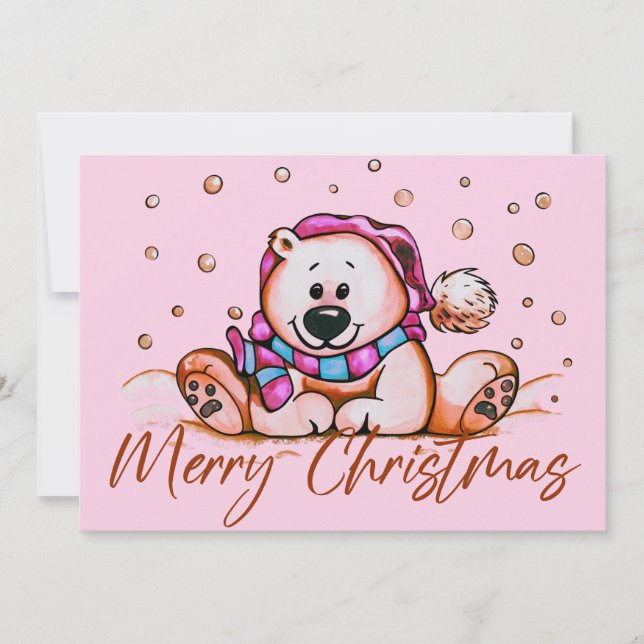 Merry Christmas Cute Bear card  (Front)