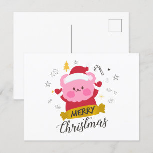 merry christmas cute bear cartoon postcard