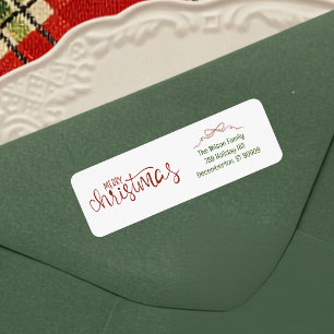 Merry Christmas Cute Bow Christmas Return Address