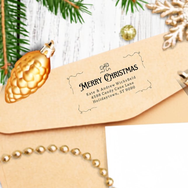 Merry Christmas Cute Bow Return Address Rubber Stamp (Merry Christmas Cute Bow Return Address Rubber Stamp
)