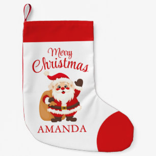 Merry Christmas Cute Cartoon Santa Simple Red Small Christmas Stocking