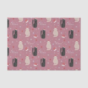 Merry Christmas Cute Cats Pink, Blue, Green Tissue Paper