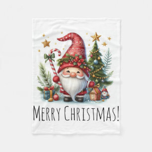 Merry Christmas Cute Christmas Gnome And More  Fleece Blanket