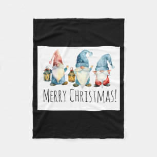 Merry Christmas Cute Christmas Gnomes  Fleece Blanket