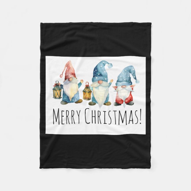 Merry Christmas Cute Christmas Gnomes  Fleece Blanket (Front)