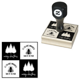 Merry Christmas Cute Christmas Holiday Tree Rubber Stamp