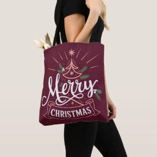 Merry Christmas Cute Christmas Tree Xmas Holiday Tote Bag