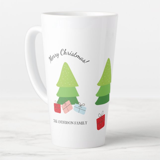 Merry Christmas Cute Colourful Illustration Latte Mug (Left Angle)